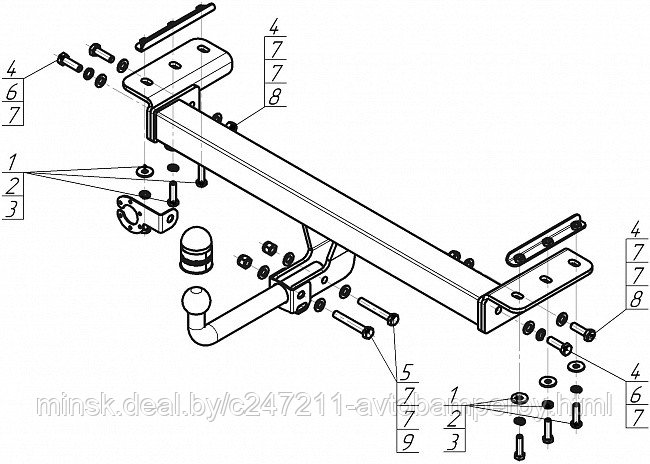 Прицепное устройство (фаркоп) Chery Tiggo 7 PRO (2019 - 2024) 99003A - фото 1 - id-p207247825