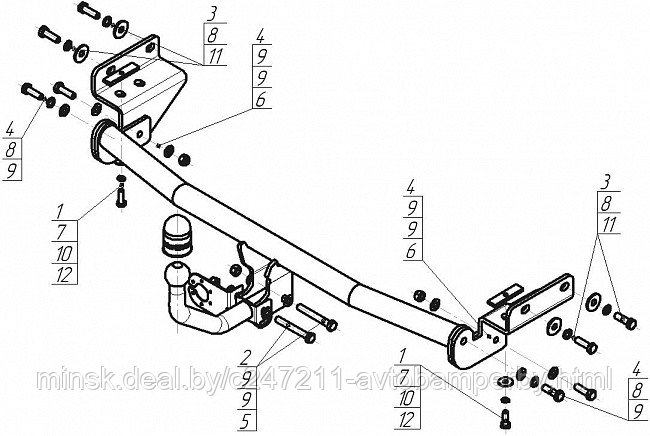 Прицепное устройство (фаркоп) Kia Rio 3 (2011 - 2017) 90910A - фото 1 - id-p207248754