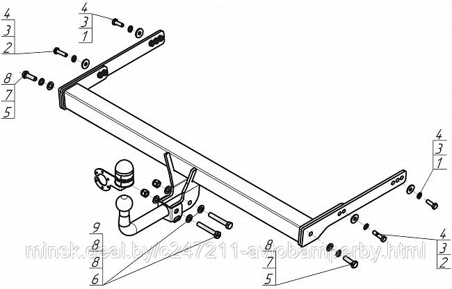 Прицепное устройство (фаркоп) Skoda Karoq (2017 - 2024) 92305A - фото 1 - id-p207248331