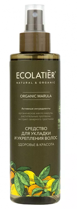 Средство для укладки и укрепления волос Ecolatier Green "Здоровье & Красота" Organic Marula, 200 мл