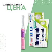 Звуковая зубная щетка CS Medica CS-562 Junior, розовая + Детская зубная паста BioRepair Junior, 75 мл