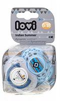 Соска-пустышка силиконовая динамическая Lovi Indian Summer 18 мес 2 шт, синие