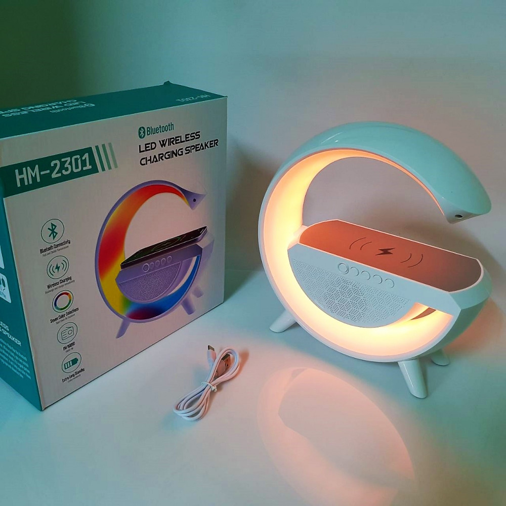 Портативная Bluetooth колонка-ночник с беспроводной зарядкой для телефона  НМ-2301 (LED- подсветка, FM-радио) (ID#207259657), цена: 89 руб., купить на  Deal.by