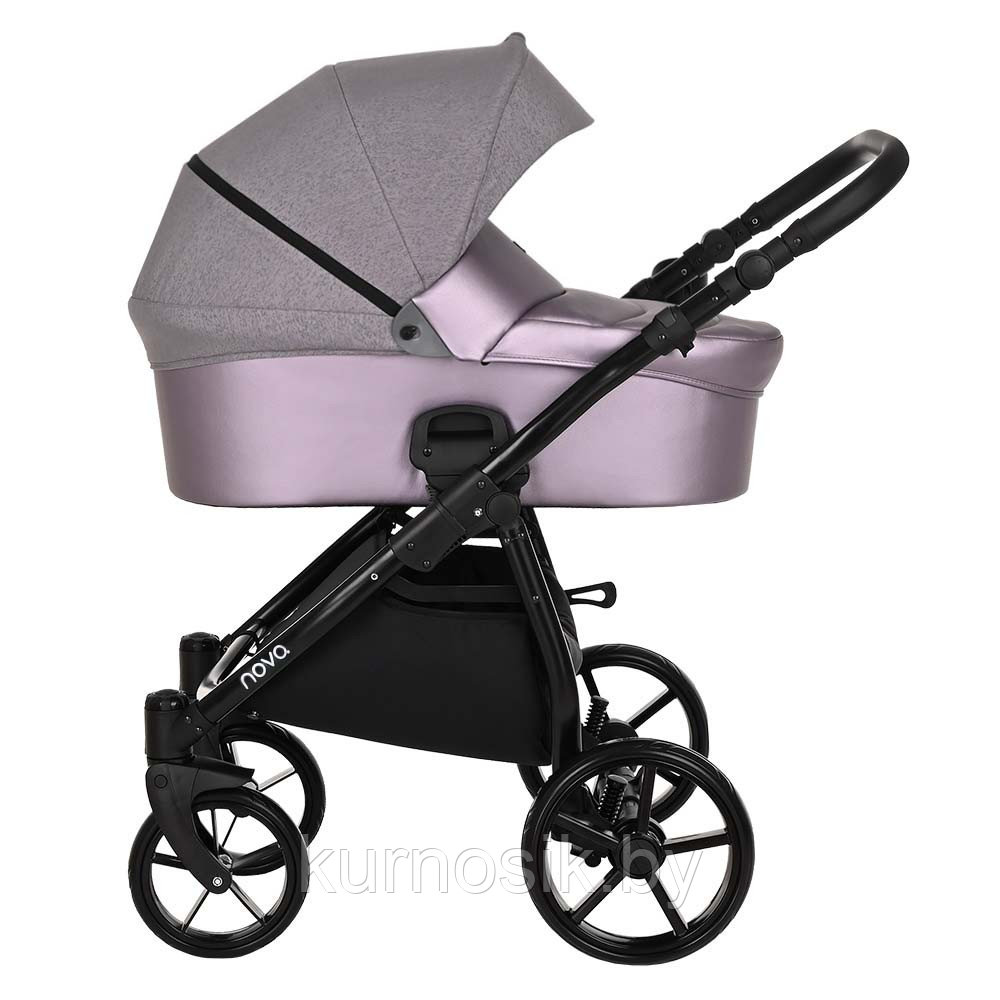 Детская коляска 2в1 Tutis NOVO короб + прогулка Кожа Lavender Metalic/Grey Reflective Print