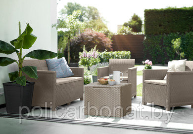 Комплект мебели "Elodie 2 seater Set" (2х местный диван, 2 кресла, столик), капучино - фото 1 - id-p204430284