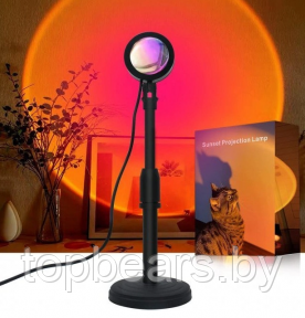 Светодиодная лампа с проекцией заката Sunset Lamp для Tik-Tok 16 цветов c пультом дистанционного управления 5W - фото 1 - id-p207265162