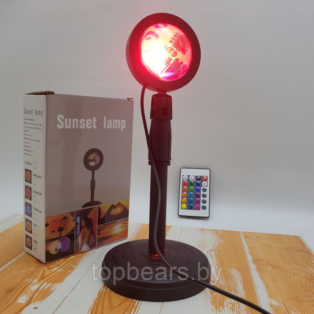 Светодиодная лампа с проекцией заката Sunset Lamp для Tik-Tok 16 цветов c пультом дистанционного управления 5W - фото 9 - id-p207265162