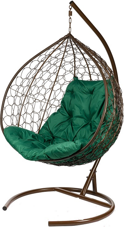 Кресло подвесное BiGarden Gemini Brown двойной зеленая подушка