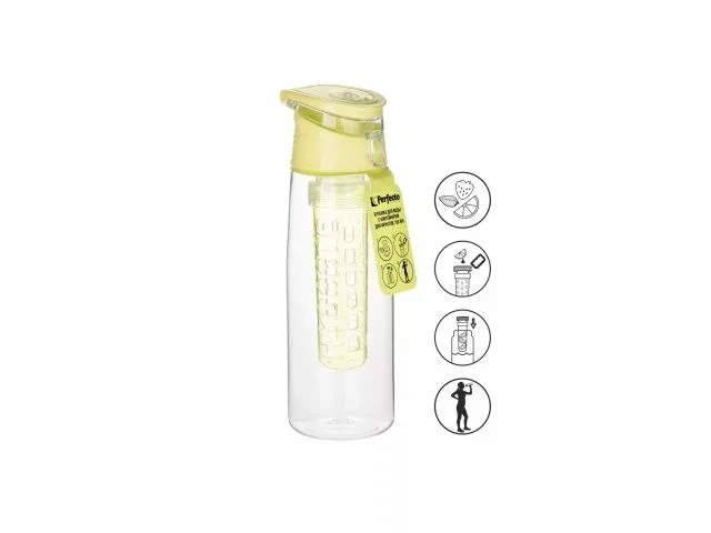 Бутылка для воды с контейнером д/фруктов, 750 мл, желтая, PERFECTO LINEA (34-758076) - фото 1 - id-p207263354