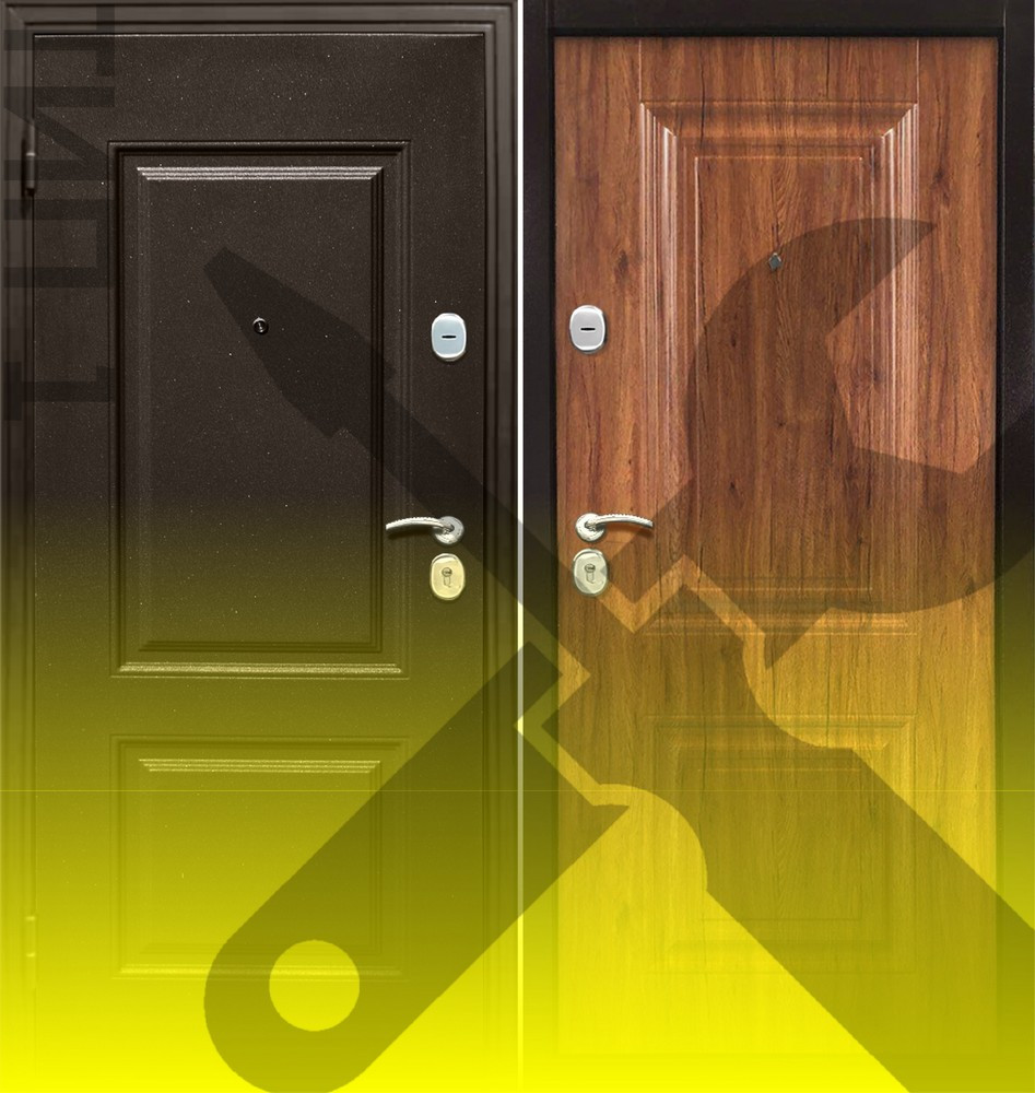 МАГНА "Классика" Античный Орех (2050х860 Левая, УЦЕНКА ТИП 1) | Входная металлическая дверь