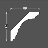 Плинтус потолочный МДФ грунтованный под покраску К 1.97.20 Ликорн 69х69 мм, фото 2