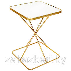 "ДМ" Дизайнерский стол 40х40см h55см, металлический каркас, порошковая матовая эмаль под золото, столешница -