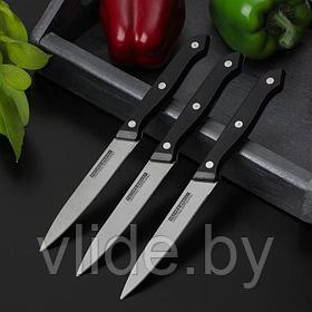 Набор кухонных ножей «Ночь», 3 предмета, цвет чёрный
