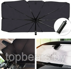 Солнцезащитный зонт для лобового стекла автомобиля, светоотражающий, складной 60 х 125 см. - фото 1 - id-p207345158