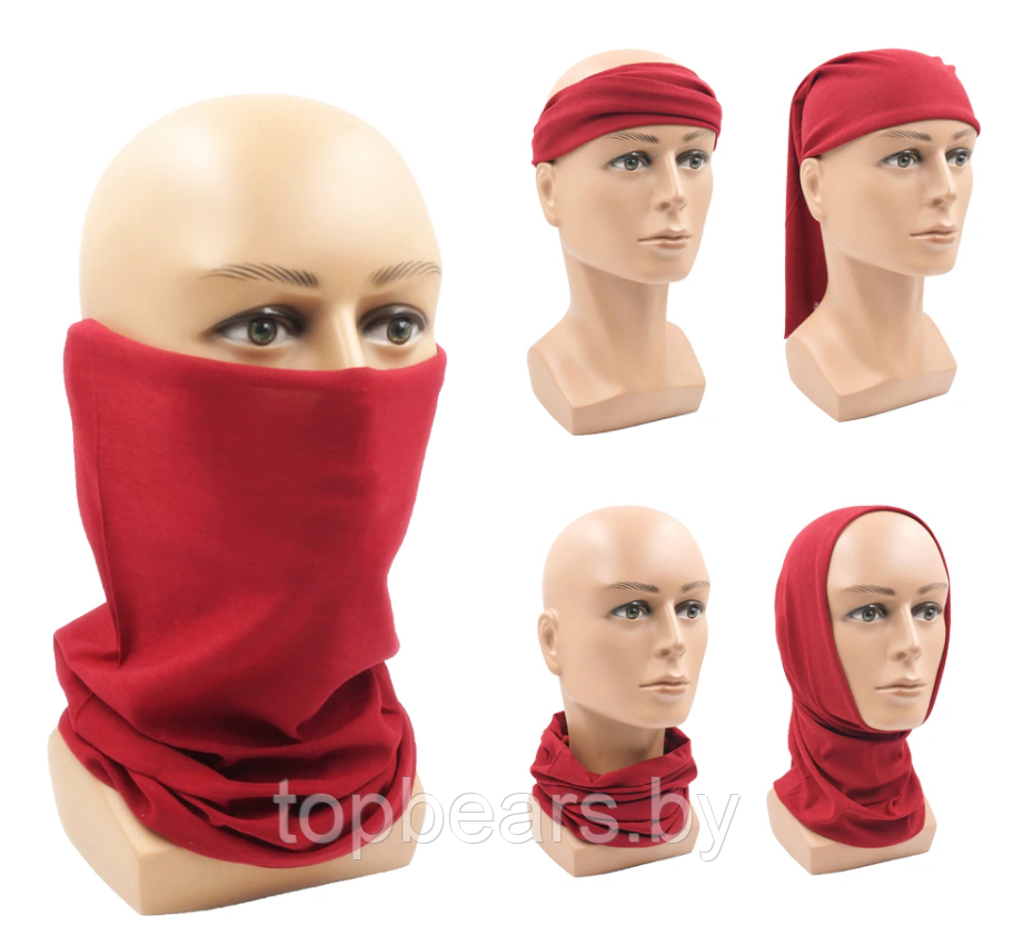 Шарф - труба на лицо Neck Gaiter / Универсальный бафф 16 вариантов ношения / Снуд / Бандана Розовый - фото 10 - id-p207345161