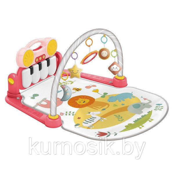 Развивающий коврик для новорожденного с пианино HUANGER Цирк, Розовый HE0636