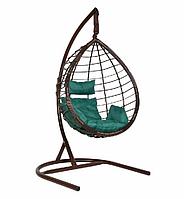Подвесное кресло Скай 04 коричневый подушка зеленый