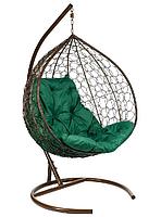 Двухместное подвесное кресло Double коричневый подушка зеленый