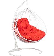 Двухместное подвесное кресло Double белый подушка красный