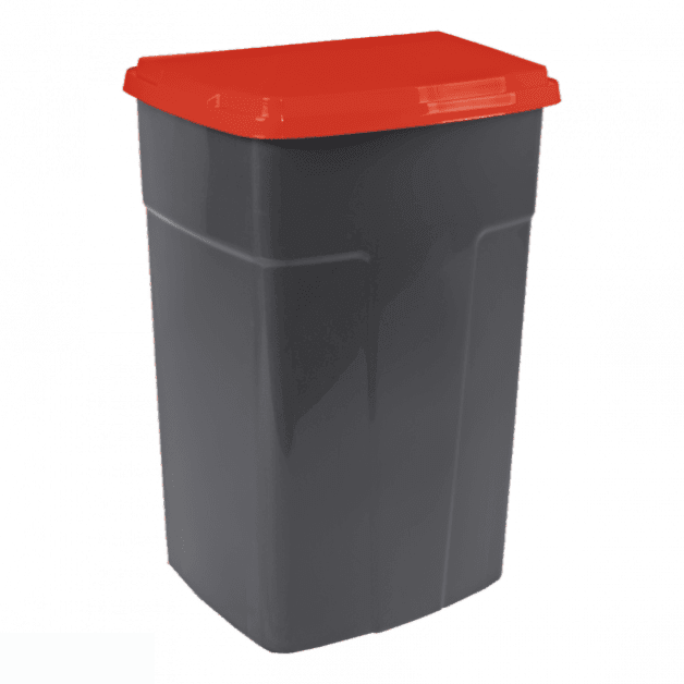 Бак мусорный 90л темно-серый/красный - фото 1 - id-p207345831