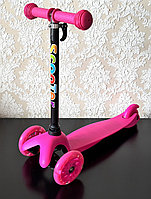 РАЗНЫЕ РАСЦВЕТКИ!!! Детский самокат Scooter Mini (1,5-4 года) и Маxi (3-6 лет) со светящимися колесами 038 розовый