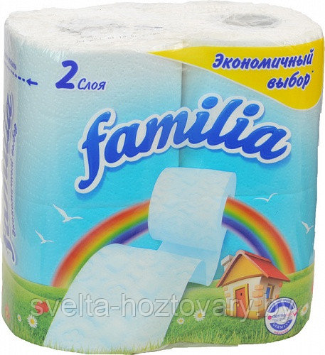Туалетная бумага 2-х слойная, FAMILIA Радуга (4 рул/упак) - фото 1 - id-p207351611