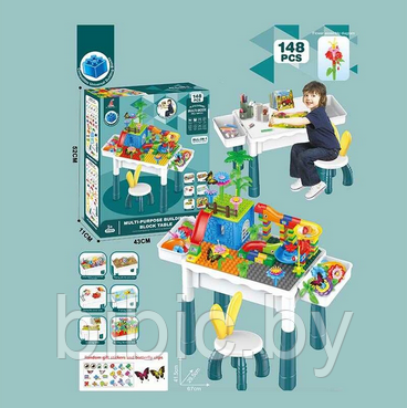 Детский конструктор игровой столик со стулом для детей малышей развивающий, большие детали для ребенка - фото 2 - id-p207352344