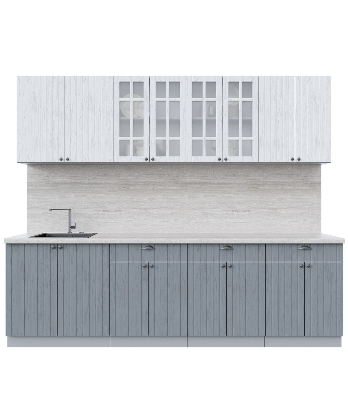 Кухня Берес 2.6А Дуб полярный - Дуб серый