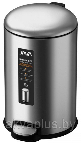 Ведро мусорное 12 л с микролифтом сатин Java S-885-12L