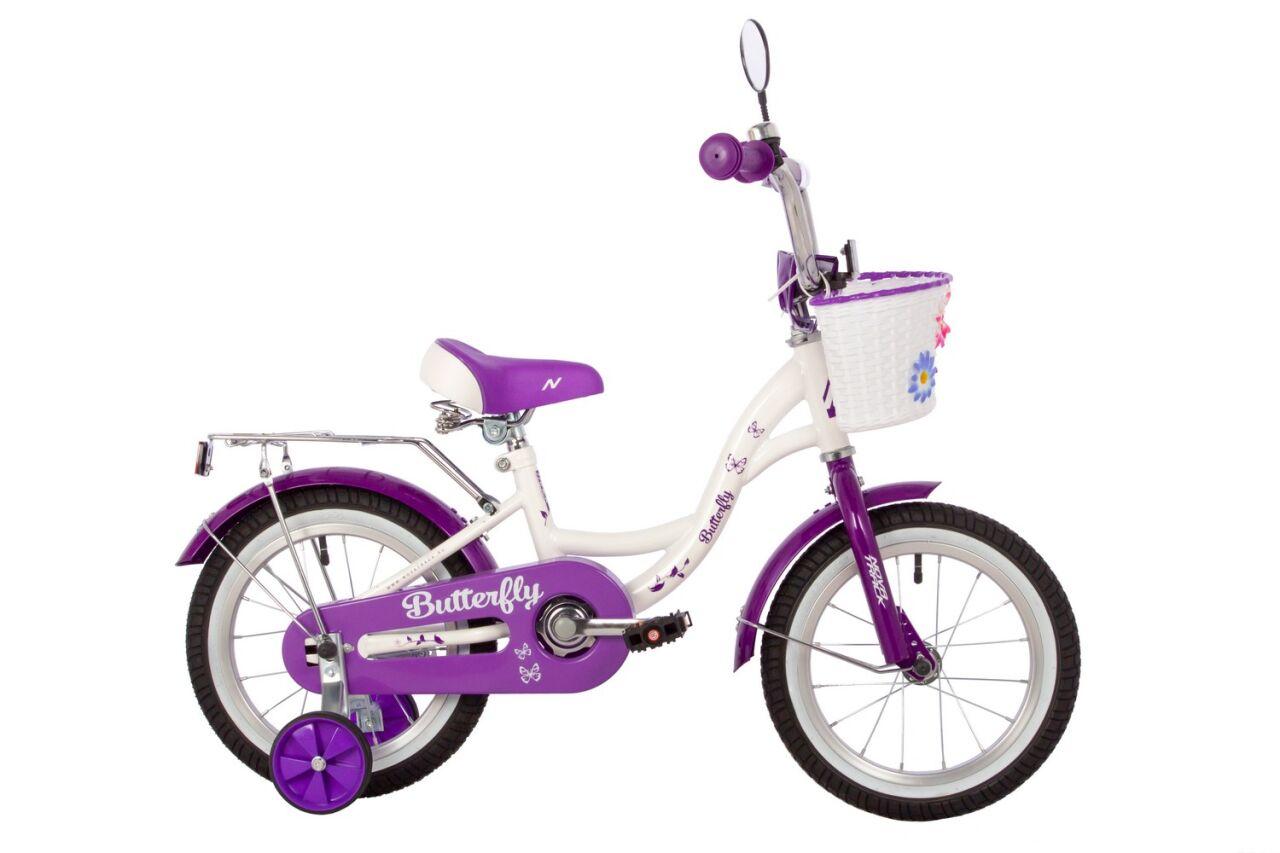 Детский велосипед Novatrack Butterfly 14 2023 147BUTTERFLY.WVL23 (белый/фиолетовый)