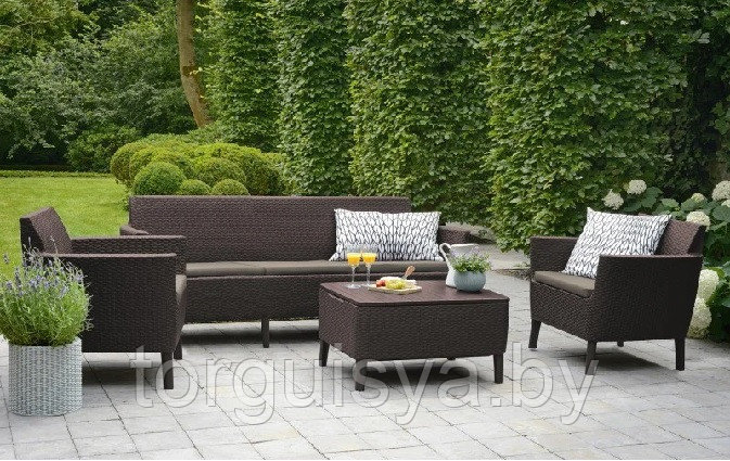 Набор уличной мебели (cкамья 3-хместная, 2 кресла ,столик) Salemo 3-sofa set, коричневый