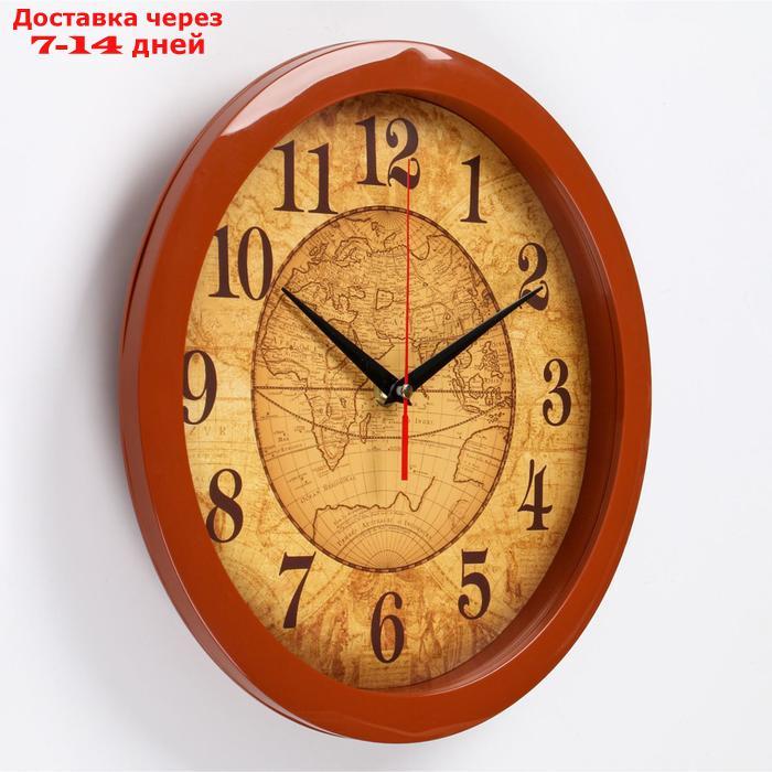 Часы настенные "Карта", коричневый обод, 28х28 см - фото 2 - id-p207339254