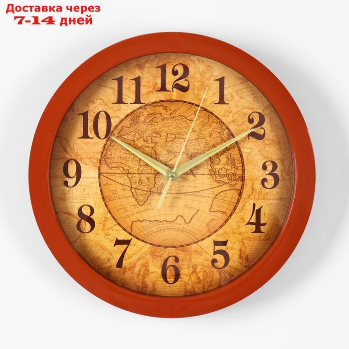 Часы настенные "Карта", коричневый обод, 28х28 см - фото 5 - id-p207339254