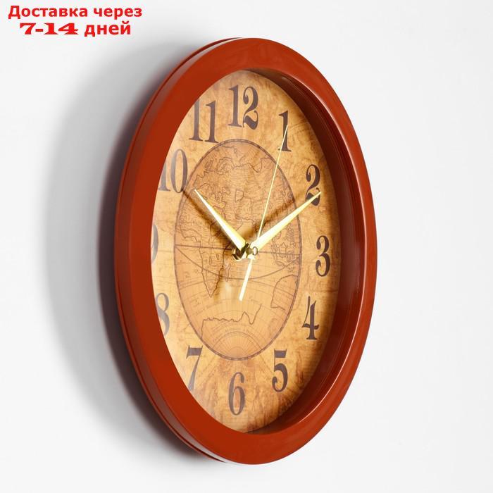 Часы настенные "Карта", коричневый обод, 28х28 см - фото 6 - id-p207339254
