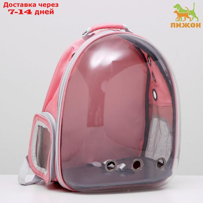 Рюкзак для переноски животных прозрачный, 31 х 28 х 42 см, розовый - фото 1 - id-p207341243
