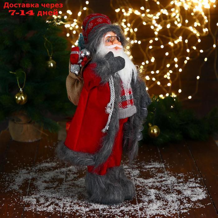 Дед Мороз "В красном клетчатом свитере, с фонариком" 23х45 см - фото 2 - id-p207340420