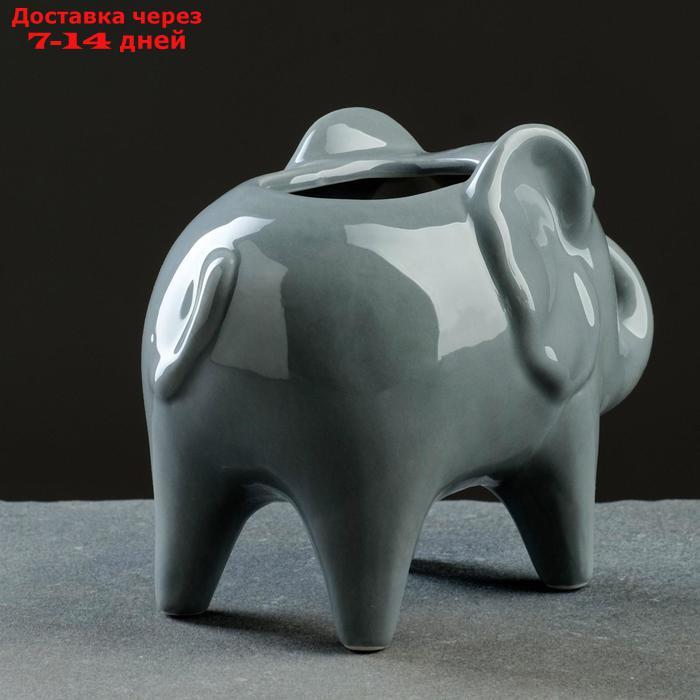 Кашпо керамическое "Слон серый" 16*9*13см - фото 4 - id-p207337480