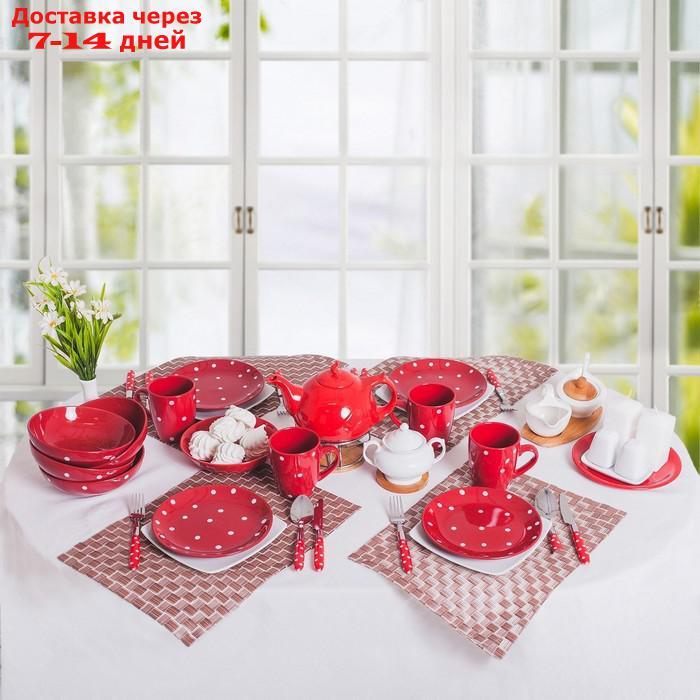 Сервиз столовый "Красный горох", 18 предметов, цвет красный - фото 6 - id-p207335401