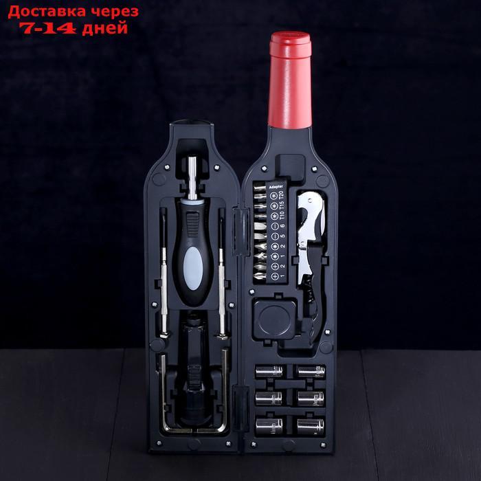 Набор инструментов в формовой бутылке "Настоящему мужчине", подарочная упаковка, 22 предмета - фото 2 - id-p207336636