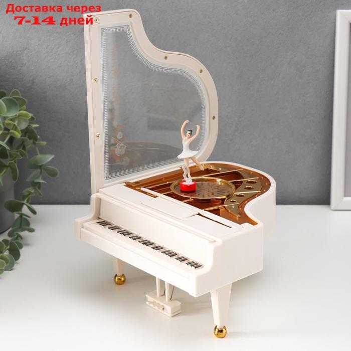 Шкатулка музыкальная механическая "Белый рояль с балериной" 10,5х17,5х18,5 см - фото 3 - id-p207335514