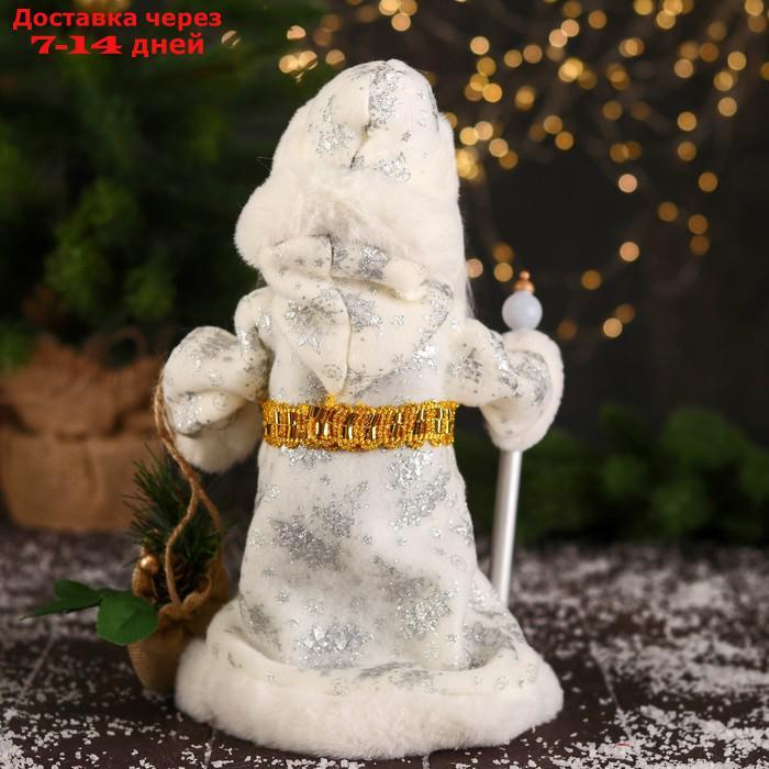 Дед Мороз "В белой шубке, с посохом и мешком" двигается, 12х28 см - фото 3 - id-p207336790