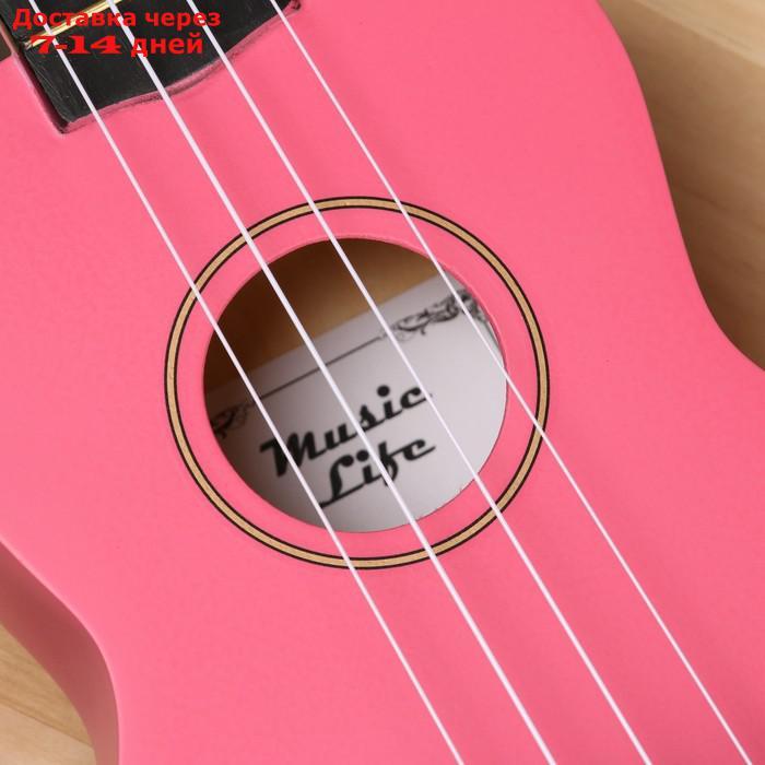 Укулеле сопрано, цвет розовый 59см - фото 5 - id-p207338730