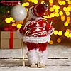 Дед Мороз "На лыжах" в вязаном костюме 17 см, фото 3