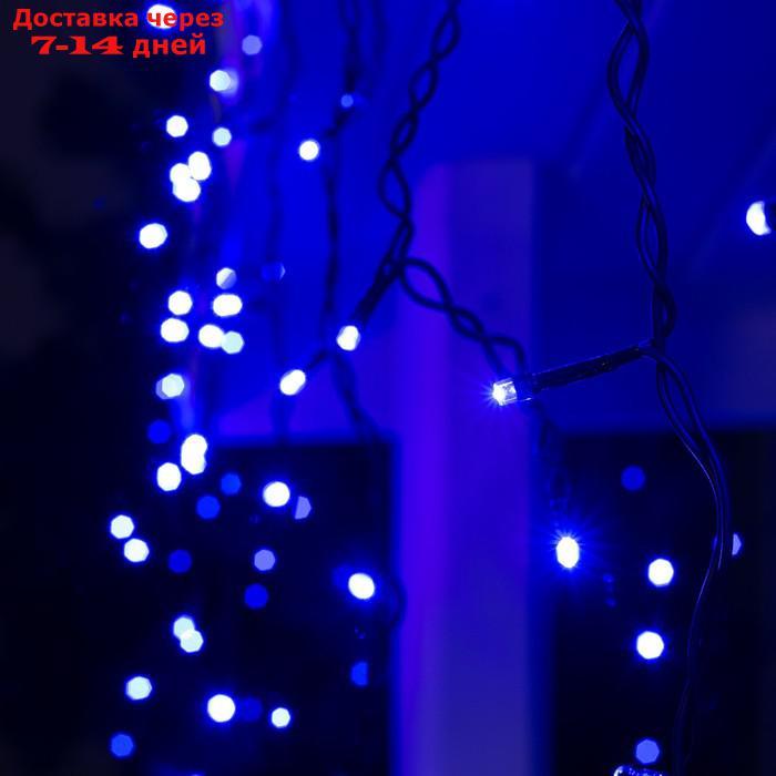 Гирлянда "Бахрома" 3 х 0.6 м , IP44, УМС, тёмная нить, 160 LED, свечение синее, мерцание белым, 220 В - фото 3 - id-p207339848
