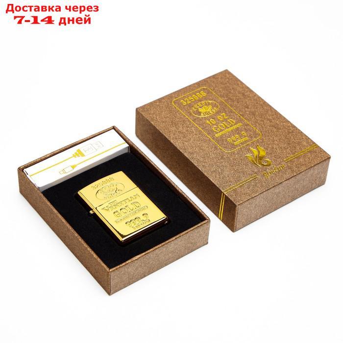 Зажигалка электронная в подарочной коробке, USB, дуговая, золотая, прямоугольная, 6.5×2.5×12 - фото 4 - id-p207341067