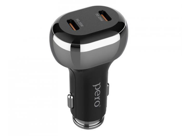 Зарядное устройство Pero AC06 USB-C PD + USB-C PD 50W Black AC06BL