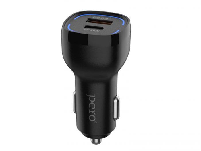 Зарядное устройство Pero AC05 USB-A QC3.0 + USB-C PD 38W Black AC05BL