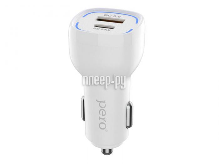 Зарядное устройство Pero AC05 USB-A QC3.0 + USB-C PD 38W White AC05WH