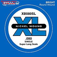 Отдельная струна для бас-гитары D'Addario XB080SL Nickel Wound никелированная, .080, Super Long 45