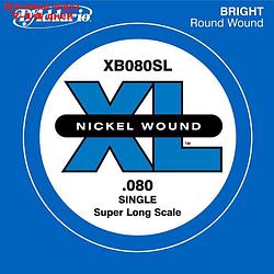 Отдельная струна для бас-гитары D'Addario XB080SL Nickel Wound никелированная, .080, Super Long   45